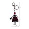 Wrapables Hanging Fashionista Doll Keychain, Crystal Rhinestone Keyring Bag Charm, Burgundy Retro